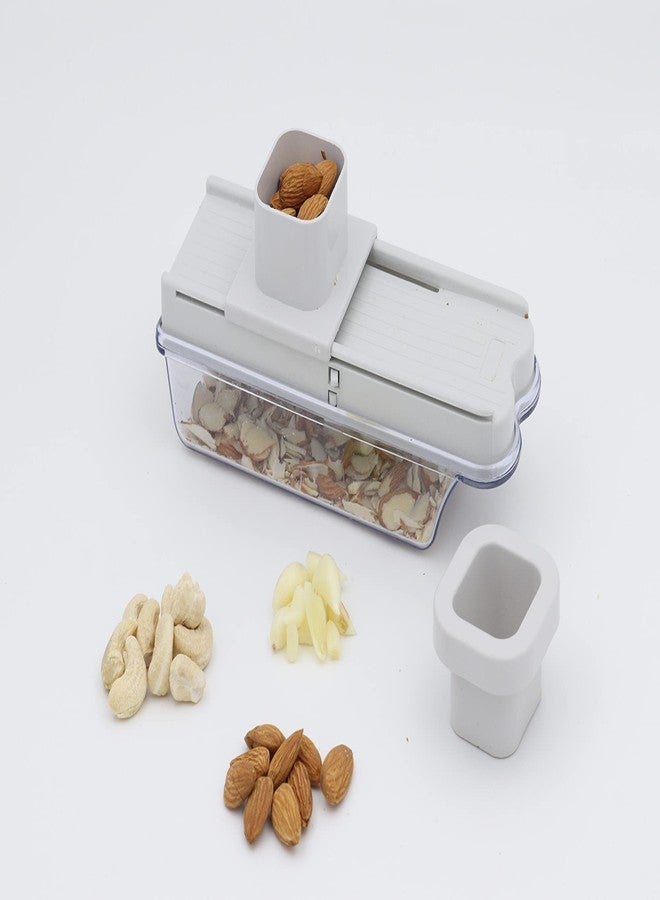 UNITRA Vegetable and Dry Fruit Slicer - Multipurpose Dry Fruit, Garlic Ginger Slicer with Hand Guard, Thickness Setting and Container - Image 3